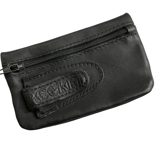 Bugatti Black Leather Wallet Mens Zip Change Pouch Money Clip Spare Pocket